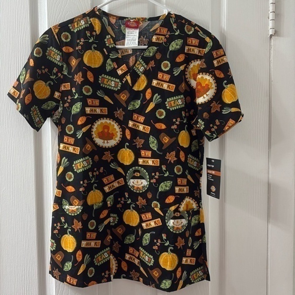 Dickies Thanksgiving Holiday Scrub Top XS